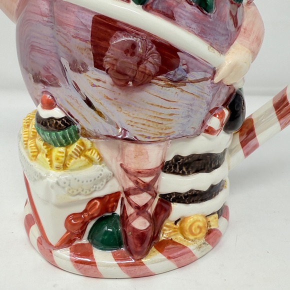 Department 56 Teapot Sugar Plum Fairy Christmas Teapot Candy Cane/Holly Handle - Picture 3 of 10